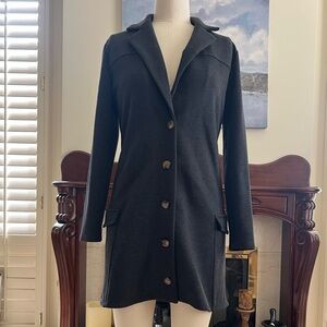 Women's Black Button-Up Heavy Knit Coat